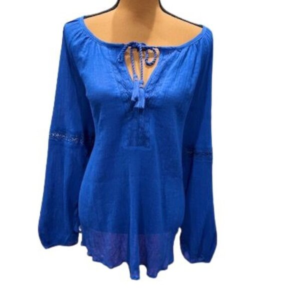 Lane Bryant Tops - Lane Bryant V-Neck Embroidered and Tasseled Crepe Tunic Blouse – NWT SZ 14/16